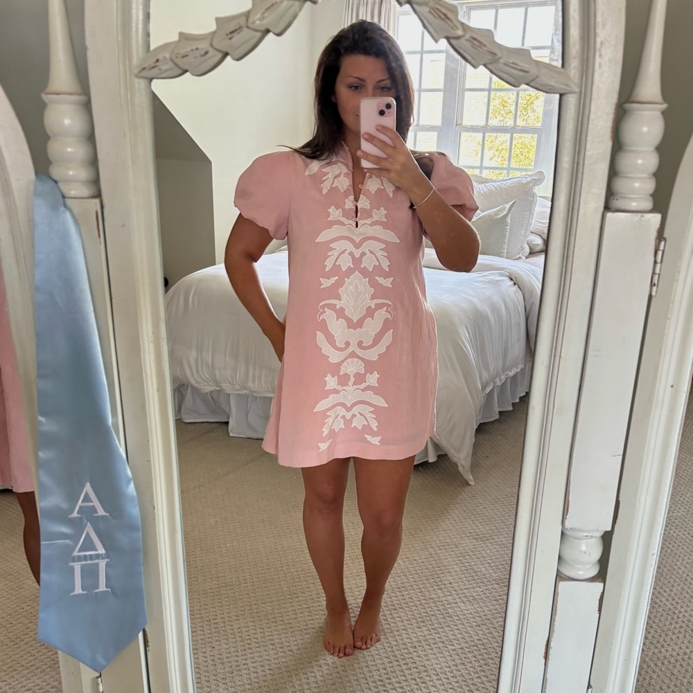 Mestiza New York Soft Pink Embroidered Short-Sleeve Tunic